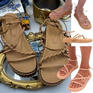 🆕 AJE 🧿 NWOT Tryphena Platform Twist Sandal, Beige - SIZE 37
